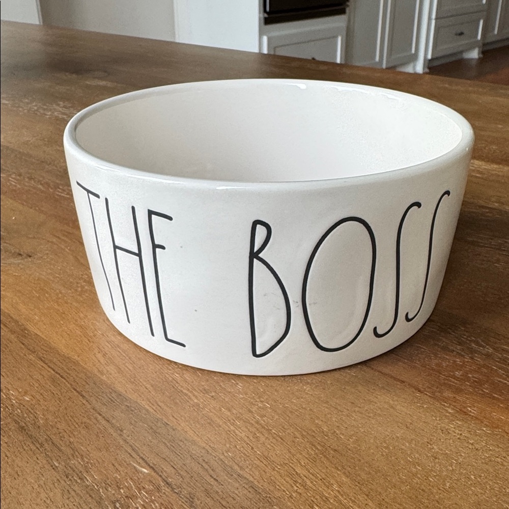 New Rae Dunn THE BOSS 6" dog bowl